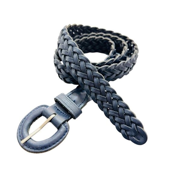 Vintage Black Genuine Leather Woven Belt Retro Made in Guatemala Women's Sz M-L - Picture 1 of 7